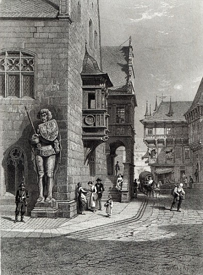 Town Hall, Halberstadt; engraved by E. Joubert, printed Cassell & Company Ltd von Carl Friedrich Heinrich Werner