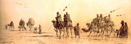 A Caravan of Bedouin Approaching a Well in the Desert von Carl Haag