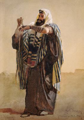 A Jerusalemite Shepherd Winding the Phylacteries for the Hand 1895  on