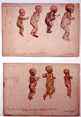 Two studies for 'Happiness in the Desert' 1866 cil a