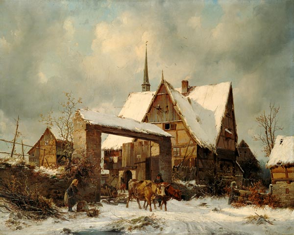 Bauerngehöft im Winter von Carl Julius von Leypold