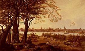 Lübeck von Osten, von Marli aus. um 1840