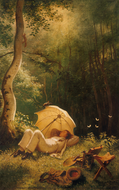 Der Maler (Rast im Walde) von Carl Spitzweg
