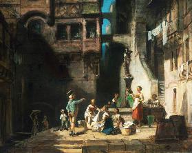 Wäscherinnen am Brunnen Um 1860