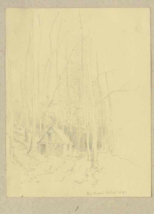 Hütte im Wald bei Nassau von Carl Theodor Reiffenstein