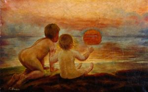 Kinder am Strand. von Carl Vinnen