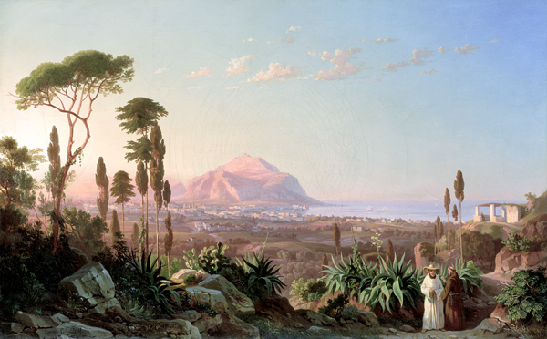 Palermo with Mount Pellegrino, c.1850 (oil on canvas) von Carl Wilhelm Götzloff