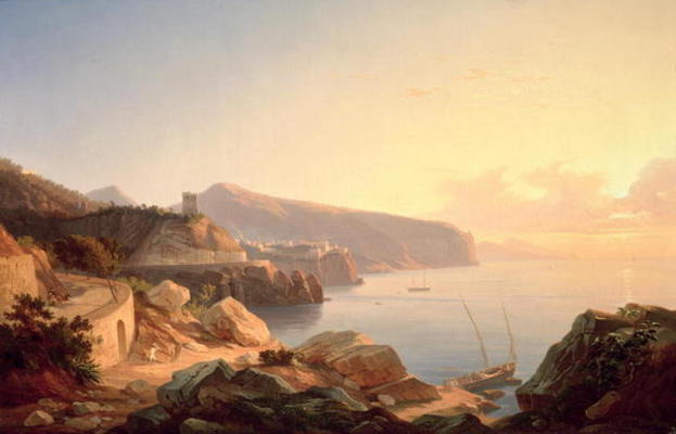The Gulf of Sorrento, near Vico, c.1855 (oil on canvas) von Carl Wilhelm Götzloff