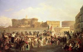 Neapolitan Folk Life at the Largo di Castello, c.1850 (oil on canvas) 1815