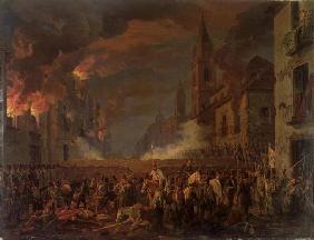 The Capture of Catania by the 4th Bern Regiment in the Night of 5th-6th April, 1849 (oil on canvas) 15th