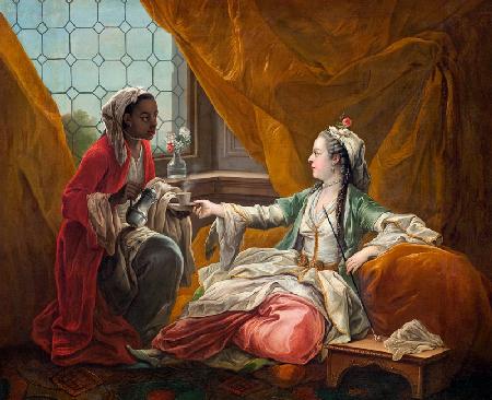 Sultana being offered coffee by a servant