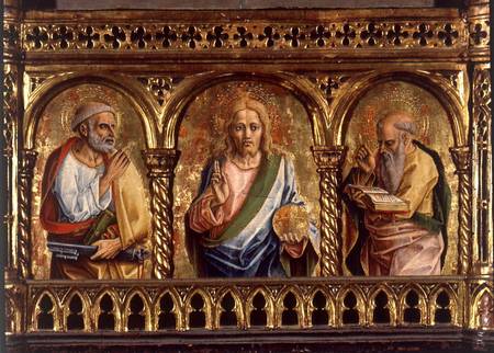 Christ with St. Peter and St. Paul, detail from the Sant'Emidio polyptych von Carlo Crivelli