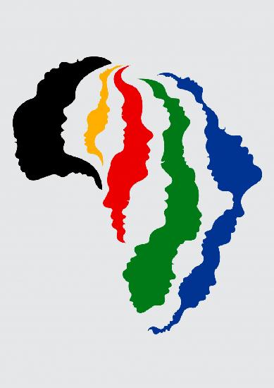 Farbige Gesichtsprofile des afrikanischen Kontinents