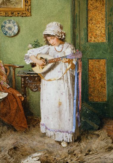 Mandoline spielendes Mädchen 1899