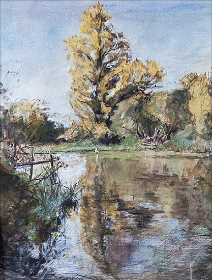Early Autumn on the River Test (pastel and and on paper) von Caroline  Hervey-Bathurst