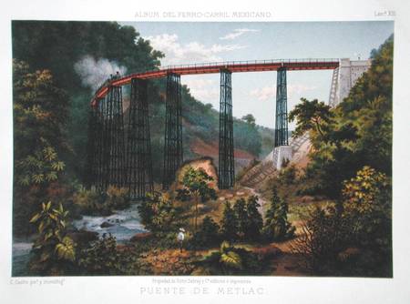Railway Bridge at Metlac, from 'Album of the Mexican Railway' by Antonio Garcia Cubas von Casimior Castro
