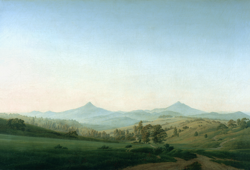 Böhmische Landschaft mit dem Milleschauer von Caspar David Friedrich