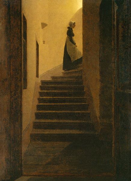 Caroline auf der Treppe von Caspar David Friedrich