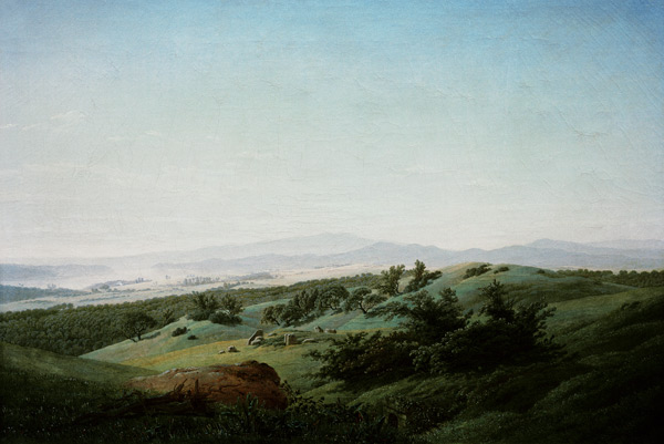 Landschaft mit See von Caspar David Friedrich
