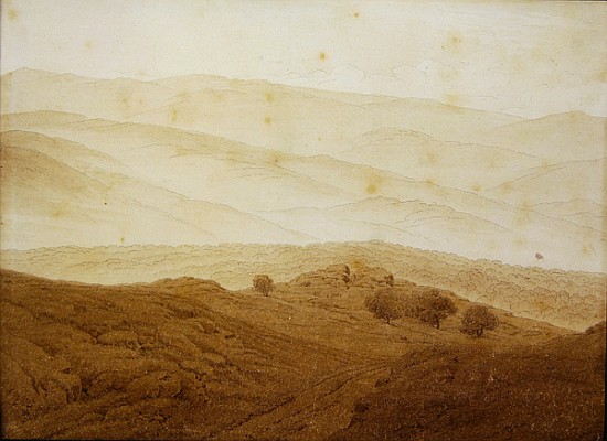 Mountain landscape near Teplitz von Caspar David Friedrich