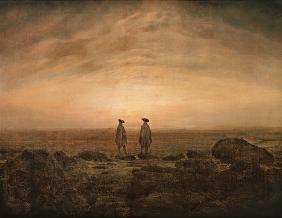 Zwei Männer am Meer bei Mondaufgang 1817