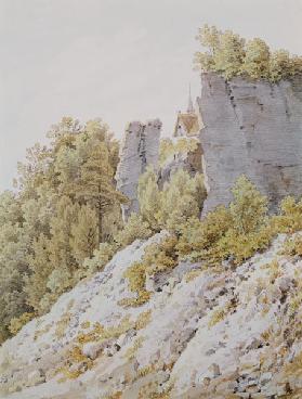 Felsgruppe im Elbsandsteingebirge um 1828