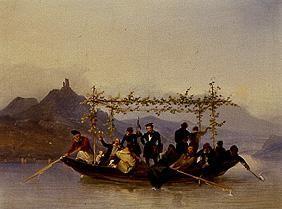 Überfahrt der Studenten am Drachenfels 1839