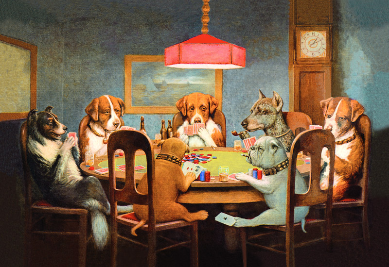 Passing the Ace Under the Table (Dog Poker) von Cassius Marcellus Coolidge