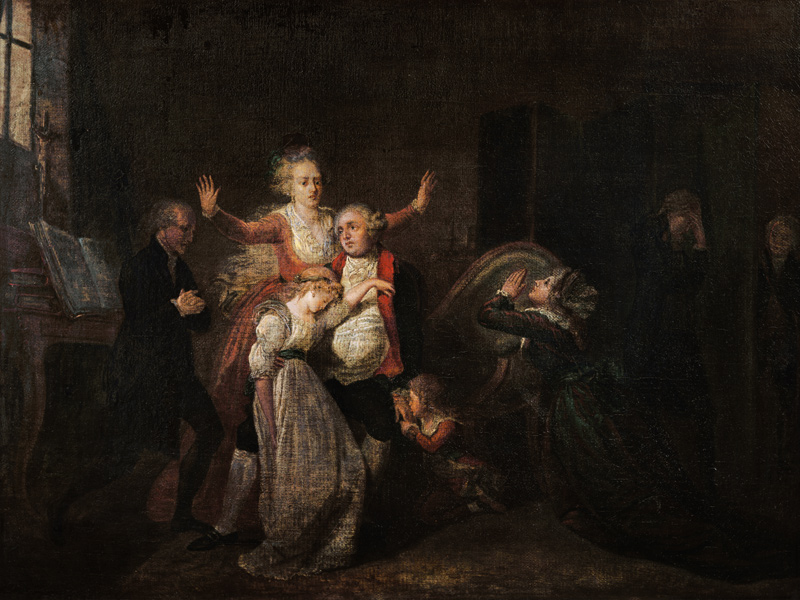 Louis XVI (1754-93) Bidding Farewell to his Family at the Temple von Charles Benazech