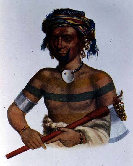 Shau-Hau-Napo-Tinia, an Iowa Chief, illustration from 'The Indian Tribes of North America, Vol.1', b von Charles Bird King