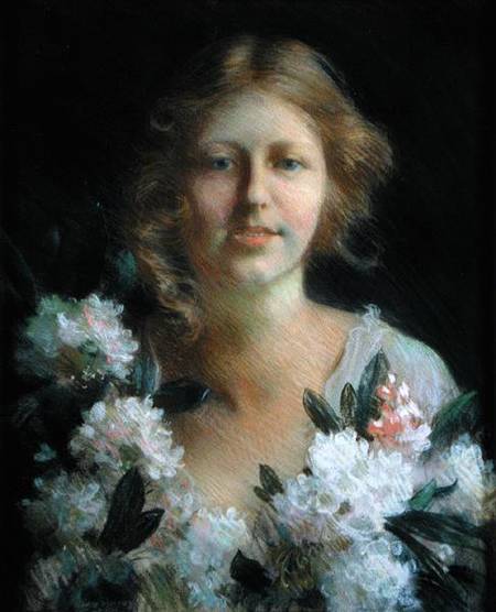 Portrait of a Lady with Flowers von Charles Courtney Curran