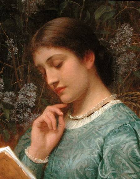Girl Reading (Possibly Mrs Dickens) von Charles Edward Perugini