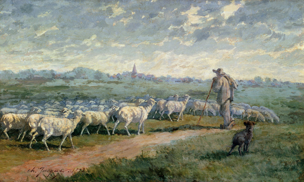 Landscape with a Flock of Sheep von Charles Emile Jacques