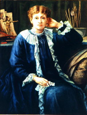 Portrait of Emilie Barrington, late 1880's (oil on canvas) von Charles Fairfax Murray