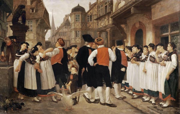 The Servants' Fair at Bouxwiller von Charles Francois Marchal