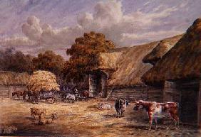 The farmyard of Mr. Harrison's Barton Farm, Buckland, near Dover, from an album of British landscape 1844
