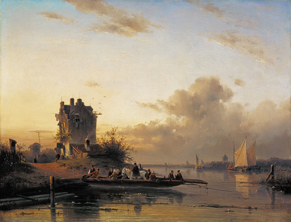 Überfahrt im Abendlicht. von Charles Henri Joseph Leickert