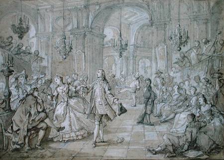 A Masquerade Ball (pen & ink on paper) von Charles Joseph Natoire