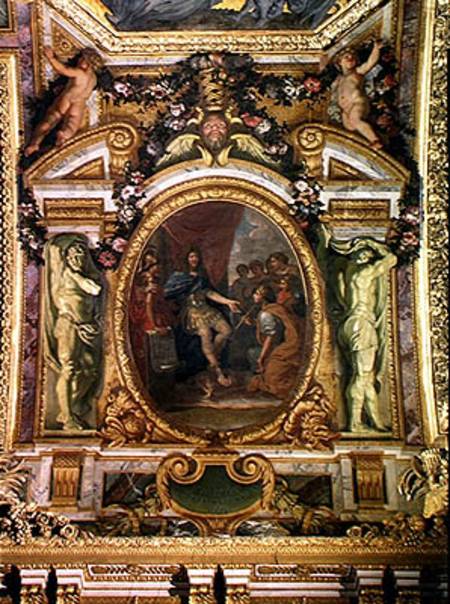 Patronage of the Arts in 1663, Ceiling Painting from the Galerie des Glaces von Charles Le Brun