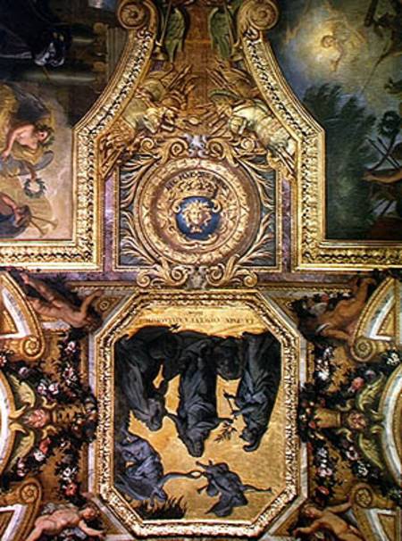 Peace Made at Aix-la-Chapelle in 1668, Ceiling Painting from the Galerie des Glaces von Charles Le Brun
