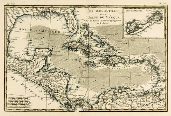 The Antilles and the Gulf of Mexico, from 'Atlas de Toutes les Parties Connues du Globe Terrestre' b von Charles Marie Rigobert Bonne