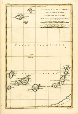 The Canary Islands, with Madeira and Porto Santo, from 'Atlas de Toutes les Parties Connues du Globe von Charles Marie Rigobert Bonne