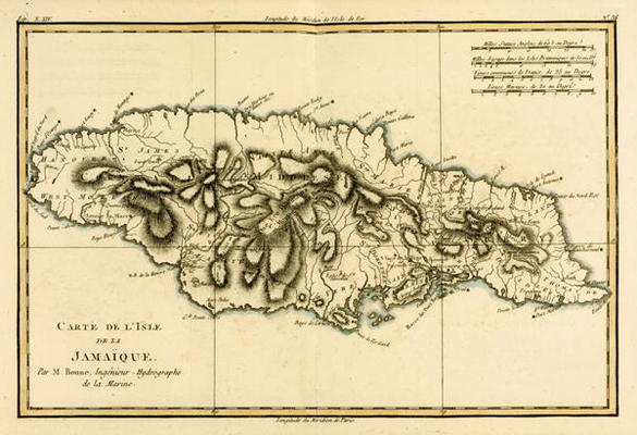 The Island of Jamaica, from 'Atlas de Toutes les Parties Connues du Globe Terrestre' by Guillaume Ra von Charles Marie Rigobert Bonne