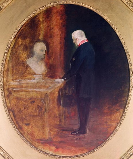 The Duke of Wellington (1769-1852) Studying a Bust of Napoleon (1769-1821) von Charles Robert Leslie