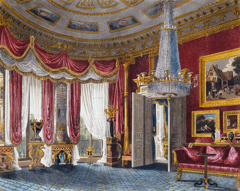 Rose Satin Drawing Room (second view) Carlton House, engraved by R. Reeve (fl.1811-37) from 'The His von Charles Wild