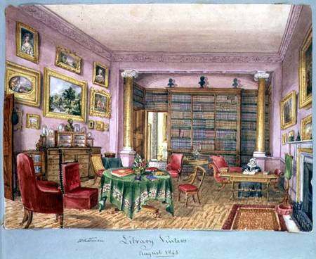 Library, Vinters, f.16 from an 'Album of Interiors' von Charlotte Bosanquet