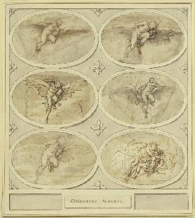 Fünf Studien zum Raub des Ganymed und eine Studie zu Diana und Endymion (oder Venus und Adonis?)