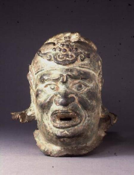 Head of a guardian figure, from the entrance of a tomb or temple, possibly a dvarapala, from the ent von Chinese