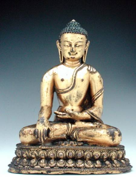 A Chinese gilt bronze figure of the Buddha in meditation von Chinese School