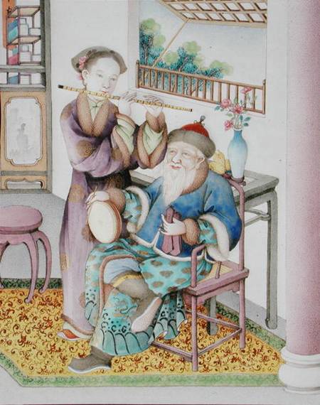 Detail from an imperial Canton panel, Qianlong period von Chinese School